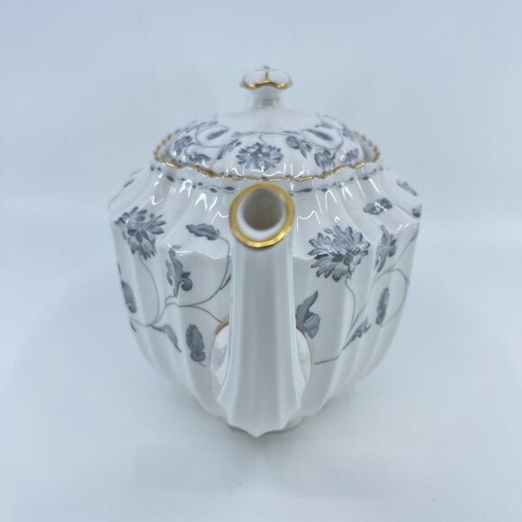 spode colonel gray bone china tea coffee pot floral garland gold trim - Picture 2 of 8